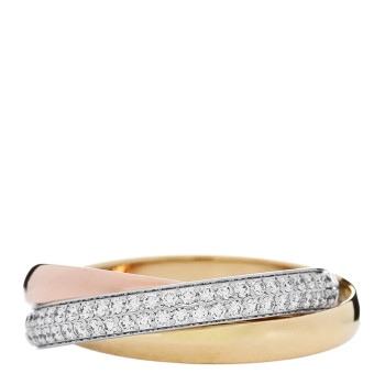 CARTIER 18K White Yellow Pink Gold Diamond Small Trinity Paved Ring 55 7.25