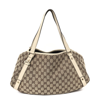 GUCCI Monogram Medium Abbey Shoulder Bag Off White