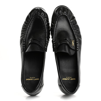 SAINT LAURENT Nappa Sugar Le Loafer 15 Penny Slippers 40.5 Black