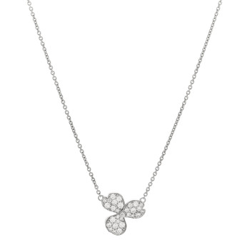 TIFFANY Platinum Diamond Paper Flowers Pave Pendant Necklace