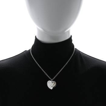 TIFFANY Sterling Silver Double Heart Pendant Necklace