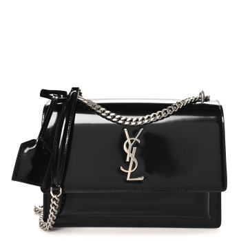 SAINT LAURENT Glazed Calfskin Medium Monogram Sunset Black