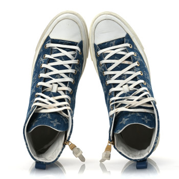 LOUIS VUITTON Denim Monogram Stellar Sneaker Boots 40 Bleu