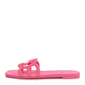 GUCCI Rubber Interlocking G Womens Slide Sandals 39 Knit Rose