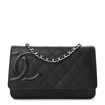 CHANEL Calfskin Quilted Cambon Wallet on Chain WOC Black