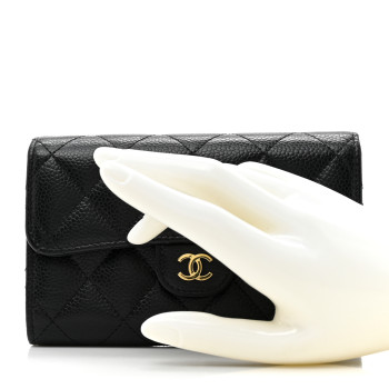 CHANEL Caviar Quilted Medium Flap Wallet Black