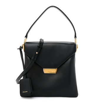 PRADA New Calfskin Medium Ingrid Top Handle Bag Black