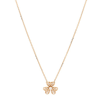 VAN CLEEF & ARPELS 18K Yellow Gold Diamond Mini Frivole Pendant Pave Necklace
