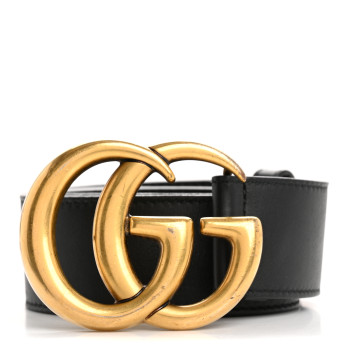 GUCCI Calfskin Double G 40mm Belt 80 32 Black