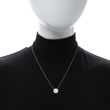 TIFFANY 18K Rose Gold Diamond Turquoise Small T Circle Pendant Necklace