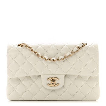 CHANEL Caviar Quilted Small Double Flap White