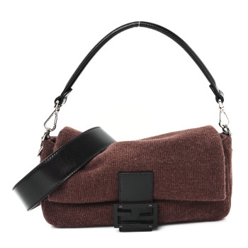 FENDI Cashmere Vitello Grace Baguette Brown