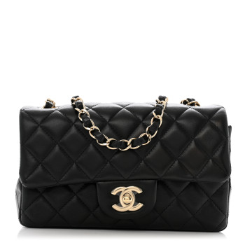 CHANEL Lambskin Quilted Mini Rectangular Flap Black
