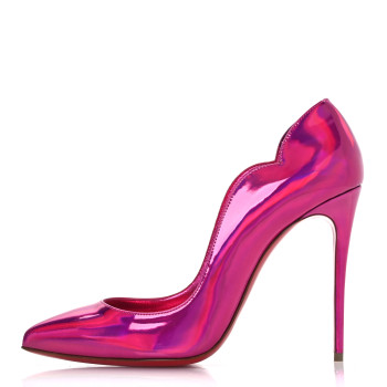 CHRISTIAN LOUBOUTIN Metallic Patent Psychic Hot Chick 100 Pumps 39 Fuxia