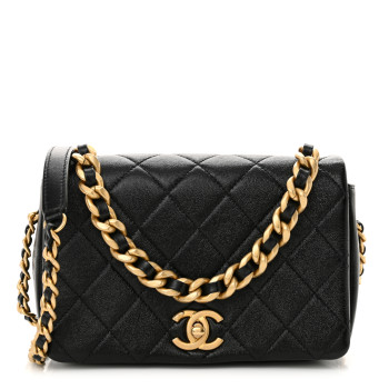 CHANEL Shiny Lambskin Quilted Small Fashion Therapy Flap Bag Black