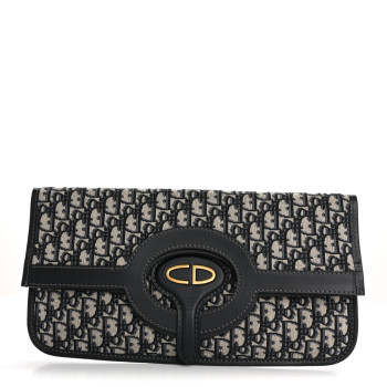 CHRISTIAN DIOR Oblique Fold Over Clutch Blue