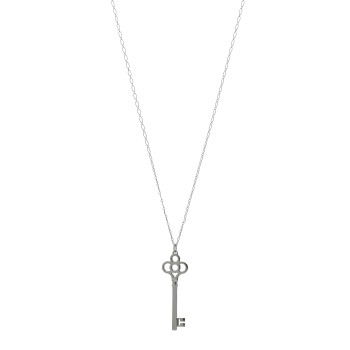 TIFFANY Sterling Silver Large Crown Key Pendant Necklace