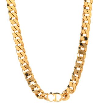 CHRISTIAN DIOR Metal CD Choker Necklace Gold