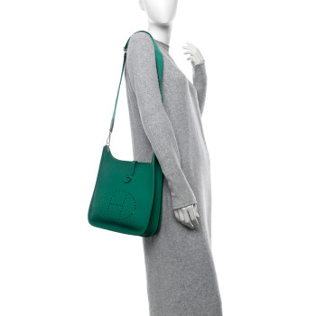 HERMES Taurillon Clemence Evelyne III PM Vert Jade