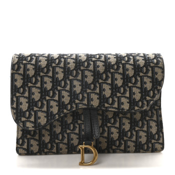 CHRISTIAN DIOR Oblique Saddle Chain Pouch Blue