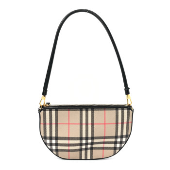 BURBERRY Vintage Check Calfskin Olympia Slim Pouch Archive Beige