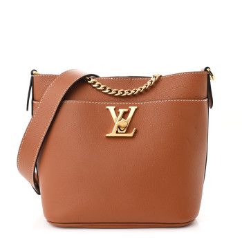 LOUIS VUITTON Calfskin Lock and Walk Bucket Cognac