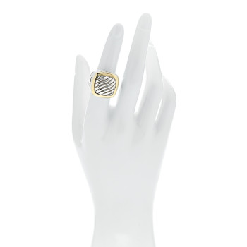 DAVID YURMAN Sterling Silver 18K Yellow Gold Square Sculpted Cable Ring 52 6