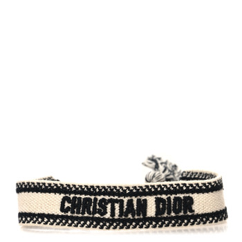 CHRISTIAN DIOR Woven Cotton J'Adior Friendship Bracelet White Black