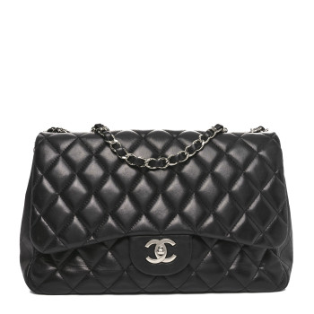CHANEL Lambskin Quilted Jumbo Single Flap Black