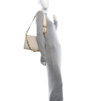 LOUIS VUITTON Lambskin Embossed Monogram Coussin PM Cream