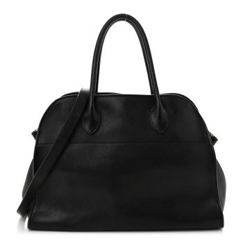 THE ROW Polished Saddle Calfskin Soft Margaux 12 Black