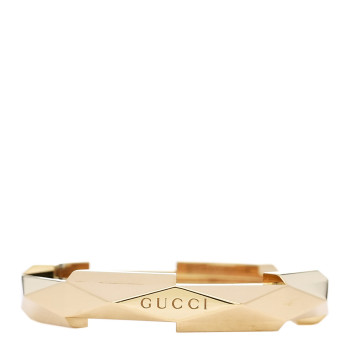 GUCCI 18K Yellow Gold 4mm Link To Love Studded Ring 53 6.25