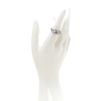 SAINT LAURENT Crystal Bague Oeuf Arty Band Ring 53 6.5 Silver