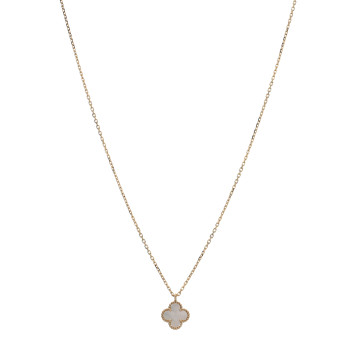 VAN CLEEF & ARPELS 18K Yellow Gold Mother of Pearl Sweet Alhambra Pendant Necklace