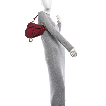 CHRISTIAN DIOR Grained Calfskin Saddle Bag Red