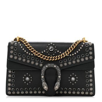 GUCCI Calfskin Studded Small Dionysus Shoulder Bag Black