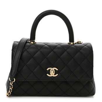 CHANEL Caviar Quilted Mini Coco Handle Flap Black