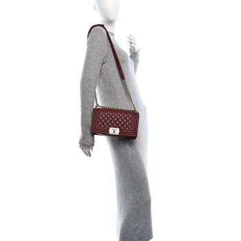 CHANEL Lambskin Quilted Medium Boy Flap Dark Red CHANEL Lambskin Quilted Medium Boy Flap Dark Red