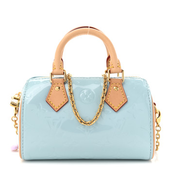 LOUIS VUITTON Vernis Monogram Nano Speedy Sky