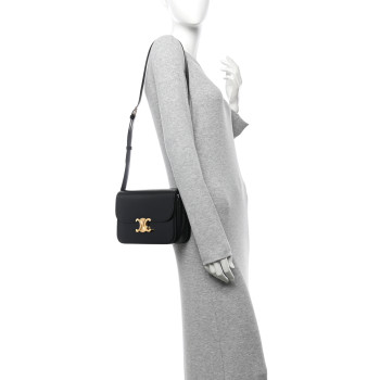 CELINE Shiny Calfskin Medium Triomphe Black