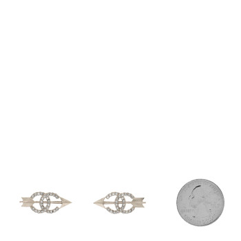CHANEL Metal Crystal CC Arrow Earrings Gold