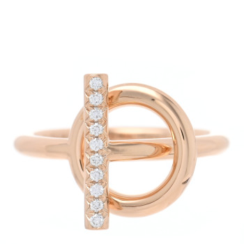 HERMES 18K Rose Gold Diamond PM Echappee Ring 51 5.75