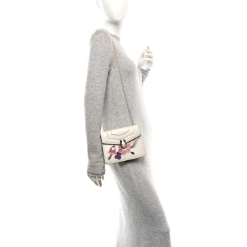 BULGARI Calfskin Galuchat Floral Serpenti Forever Crossbody White Multicolor