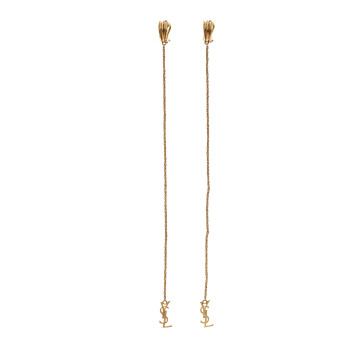 SAINT LAURENT Metal Opyum Clip On Drop Earrings Gold