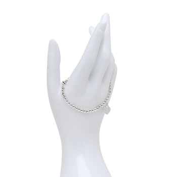 TIFFANY Sterling Silver Enamel 4mm Return To Tiffany Heart Tag Bead Bracelet Blue