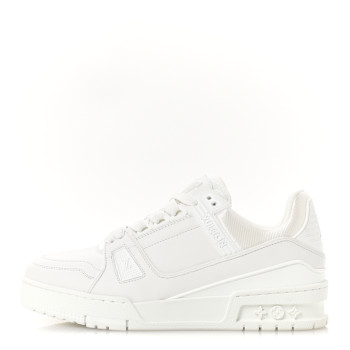 LOUIS VUITTON Calfskin Womens LV Trainer Sneakers 37.5 White