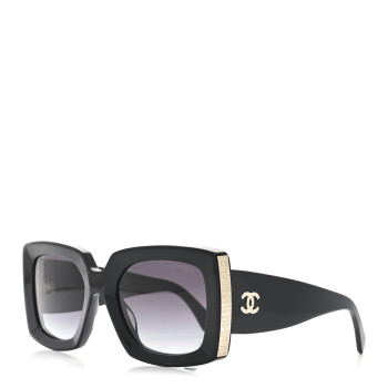 CHANEL Acetate Rectangle Sunglasses 5435-A Black