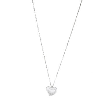 TIFFANY Sterling Silver Elsa Peretti Full Heart Pendant Necklace