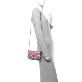 CHANEL Metallic Goatskin Quilted 2.55 Reissue Wallet on Chain WOC Multicolor