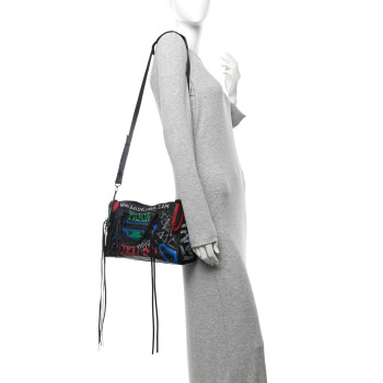 BALENCIAGA Agneau Graffiti All Over Classic Hardware S City Black Vert Rouge